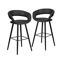 flash furniture meubles flash lot de 2. brynn series tabouret de bar contemporain en vinyle avec cadre en bois cappuccino 73,6 cm, pin, plastique, mousse, contreplaqué, d'hévéa (parawood), noir
