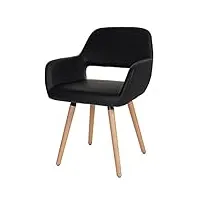 chaise de salle à manger altena ii, fauteuil, design rétro des années 50 - similicuir, noir