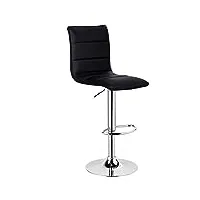 woltu 1 x tabouret de bar hauteur réglable,chaise de bar en similicuir avec caoutchouc anti-dérapant,noir bh15sz-1