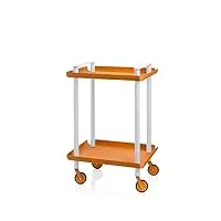 don hierro - desserte à roulettes, table auxiliaire, table roulante d'appoint leky, métallique, 2 niveaux. structure grise-orange