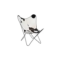 j-line by jolipa chaise lounge en peau de vache et métal blanc et noir 75x87x86cm