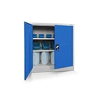 jan nowak armoire de bureau c001b metallique revêtement en poudre portes battantes verrouillable 92,5 cm x 90 cm x 40 cm (gris/bleu)