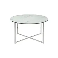 ac design furniture antje table basse ronde, Ø: 80 x 45 cm, aspect marbre blanc /chrome, verre/metal, 1 pc