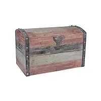 ménage essentials stripped weathered coffre de rangement en bois, bois dense, red, taille l