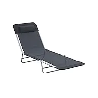 outsunny chaise longue chaise longue 2 pieds, noir, 182 x 56 x 24,5 cm, 01–0336