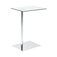 kare design table d'appoint west coast, argent/transparent, verre, acier, moderne, meuble, table de salon, decoration chambre, 67x50x34cm