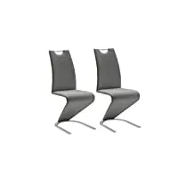robas lund chaises salle à manger lot de 2 chaises pied luge gris, chaise salle à manger amado, 62 x 45 x 102 cm
