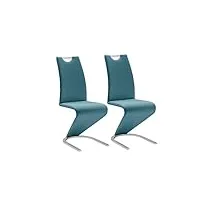 robas lund chaises salle à manger lot de 2 chaises pied luge bleu pétrole, chaise salle à manger amado, bleu pétrole, 62 x 45 x 102 cm