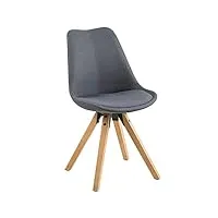 ac design furniture nadia chaises de salle à manger, h: 85 x l: 48,5 x p: 55 cm, gris foncé/naturel, tissu/bois, 2 pcs