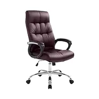 fauteuil de bureau poseidon en similicuir i siège rembourrée i hauteur réglable i piètement métal chromé i charge max.160kg, couleur:bordeaux