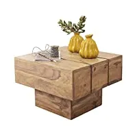 finebuy table d'appoint bois massif acacia 44 x 30 x 44 cm table basse salon | bout de canapé est - table de téléphone - table en bois carré