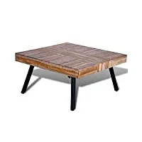 vidaxl table basse carrée teck recyclé table de canapé table de salon séjour