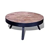 vidaxl table basse ronde en teck recyclé table de canapé table de salon séjour