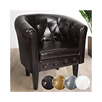 miadomodo® fauteuil chesterfield - lot de 1 ou 2, en simili cuir et bois, avec Éléments décoratifs touffetés, 58 x 71 x 70 cm, couleur au choix - chaise, meuble de salon (lot de 1,marron)