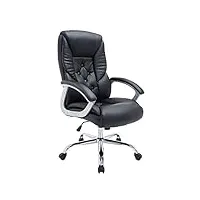clp fauteuil de bureau chic big rodeo en similicuir i chaise de travail réglable en hauteur i assise et dossier rembourrés i charge max. 210 kg, couleur:noir