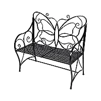 hlc banc de jardin fer forgé, chaise À la forme de papillon, banc de jardin rétro, 2 places, 100 * 105 * 50cm, balcon, terrasse, antirouille