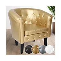 miadomodo® fauteuil chesterfield - lot de 1 ou 2, en simili cuir et bois, avec Éléments décoratifs touffetés, 58 x 71 x 70 cm, couleur au choix - chaise, meuble de salon (lot de 1,doré)