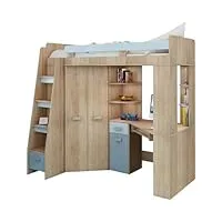 furniturebyjdm lit mezzanine/lit superposé - tout en un. escalier gauche - ensemble pour enfants. lit superposé, bureau, armoire, étagères.