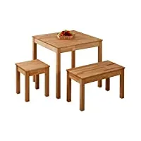 krok wood table à manger en hêtre tomas en bois massif (75 x 75 x 75 cm)