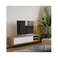 symbiosis aero meuble tv chêne naturel et blanc 165x40x43,5 cm