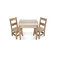 melissa & doug table et chaises pour enfants en bois naturel massif | meubles pour enfants | meubles en bois massifs | lot de 3 pièces | 51x60x52cm | cadeau pour les filles et les garçons | 3+ ans