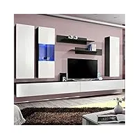 paris prix - meuble tv mural design fly v 320cm blanc & noir