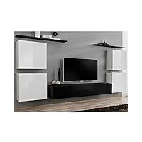 paris prix - meuble tv mural design switch iv 320cm blanc & noir