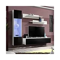 paris prix - meuble tv mural design fly iii 210cm noir & blanc