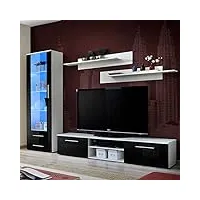 paris prix - ensemble meuble tv & bibliothèque galino i white 250cm noir & blanc