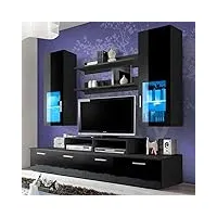 paris prix - meuble tv mural design mini 200cm noir