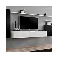 paris prix - meuble tv mural design switch i 330cm noir & blanc