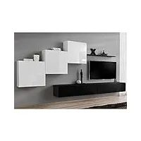 paris prix - meuble tv mural design switch x 330cm blanc & noir