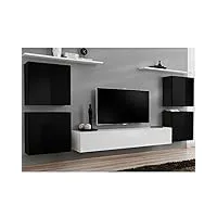 paris prix - meuble tv mural design switch iv 320cm noir & blanc