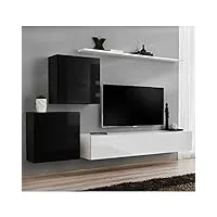 paris prix - meuble tv mural design switch v 250cm noir & blanc