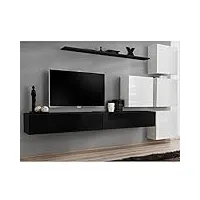 paris prix - meuble tv mural design switch ix 310cm noir & blanc