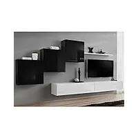 paris prix - meuble tv mural design switch x 330cm noir & blanc