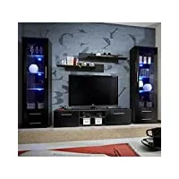 paris prix - ensemble meuble tv & bibliothèque galino iii black 320cm noir
