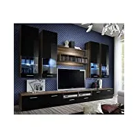 paris prix - meuble tv mural design dorade 300cm noir & prunier