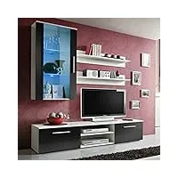 paris prix - meuble tv mural design galino v white 190cm noir