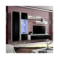 paris prix - meuble tv mural design fly v 260cm noir & blanc