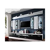 paris prix - meuble tv mural design iceland 300cm noir & blanc