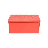 rebecca mobili pouf coffre de rangement banc rectangle stokage rouge design contemporain salon chembre 38 x 76 x 38 cm - (h x l x p) - art. re4623