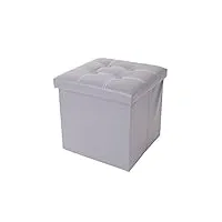 rebecca mobili pouf recipient simili cuir, pouf, cube, repose-pieds – dimensions: 30 x 30 x 30 cm (hxlxl) (gris)