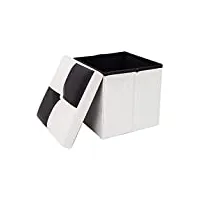 rebecca mobili pouf recipient simili cuir, pouf, cube, repose-pieds – dimensions: 30 x 30 x 30 cm (hxlxl) (blanc-noir)