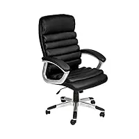 tectake® chaise de bureau fauteuil de bureau fauteuil pivotant design, siege ergonomique, fauteuil avec accoudoirs, rembourrage très épais, roulette, hauteur réglable teletravail - noir
