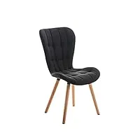 chaise de salle à manger elda en tissu avec coutures décoratives rembourrée composée d'un dossier haut et support en bois - style scandinave pour une cuisine ou une salle d'attente, couleur:noir