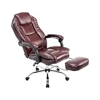 clp fauteuil de bureau ergonomique castle en similicuir i chaise pivotante et réglable i repose-pieds téléscopique et accoudoirs, couleur:bordeaux