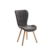 chaise de salle à manger elda en tissu avec coutures décoratives rembourrée composée d'un dossier haut et support en bois - style scandinave pour une cuisine ou une salle d'attente, couleur:gris clair