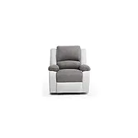 loungitude - detente - fauteuil de relaxation - manuel - inclinaison réglable - en simili/microfibre - gris/blanc