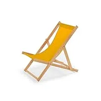 impwood chaise longue de jardin en bois, fauteuil de relaxation, chaise de plage jaune